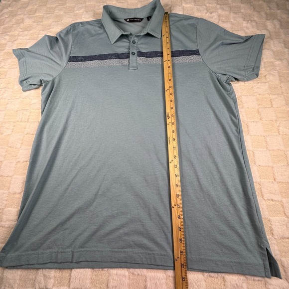 Travis Mathew Men's XXL Polo Teal with Floral Stripe - Picture 2 of 8